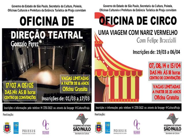 Departamento de Cultura realiza oficinas de Direo Teatral e Circo 